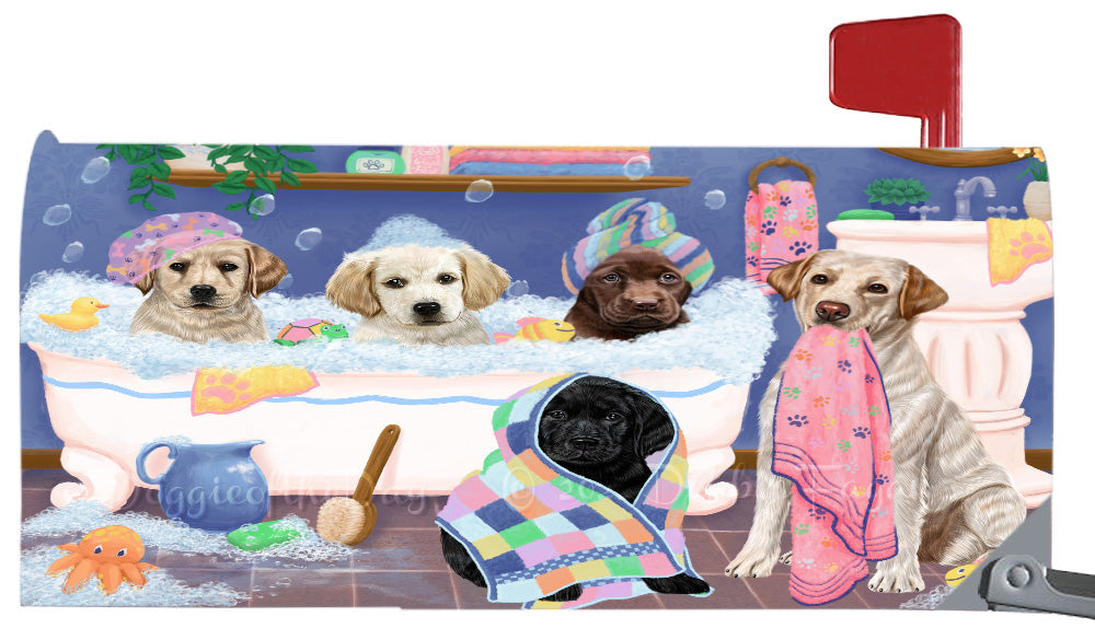 Rub A Dub Dogs In A Tub Labrador Dog Magnetic Mailbox Cover Both Sides Pet Theme Printed Decorative Letter Box Wrap Case Postbox Thick Magnetic Vinyl Material