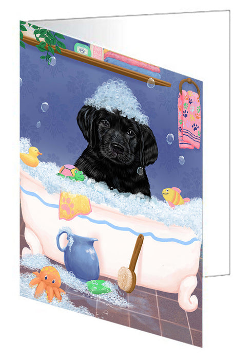 Rub A Dub Dog In A Tub Labradors Dog Handmade Artwork Assorted Pets Greeting Cards and Note Cards with Envelopes for All Occasions and Holiday Seasons GCD79478
