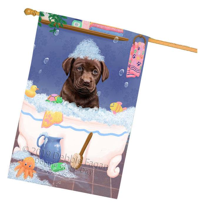 Rub A Dub Dog In A Tub Labradors Dog House Flag FLG66301