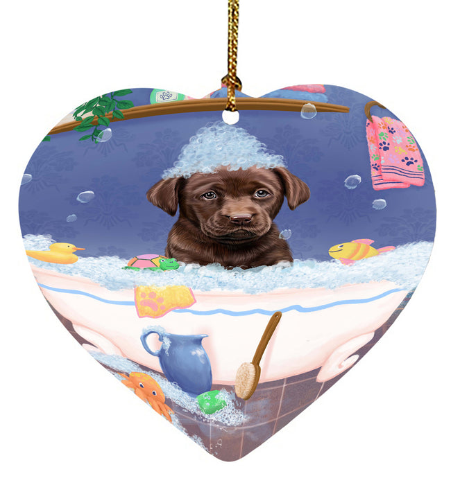 Rub A Dub Dog In A Tub Labradors Dog Heart Christmas Ornament HPORA58629