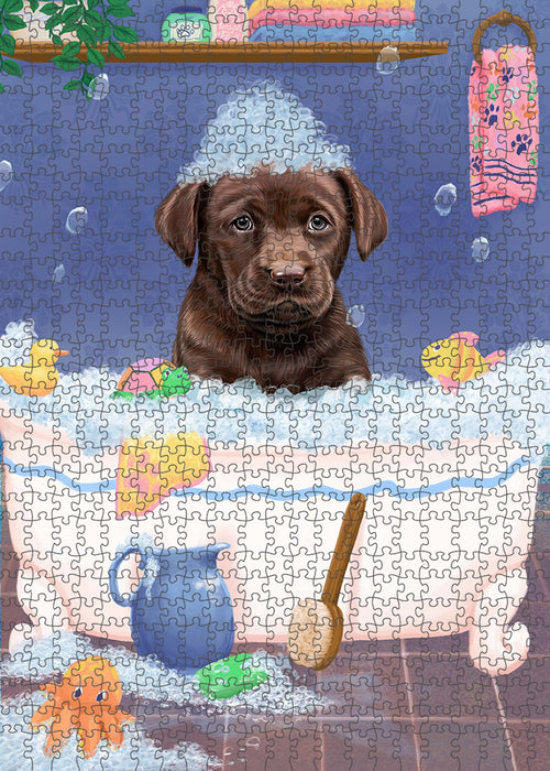 Rub A Dub Dog In A Tub Labradors Dog Portrait Jigsaw Puzzle for Adults Animal Interlocking Puzzle Game Unique Gift for Dog Lover's with Metal Tin Box PZL301