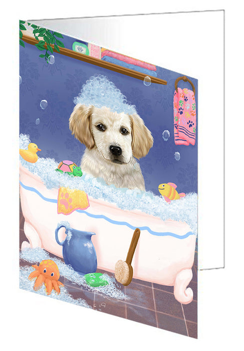 Rub A Dub Dog In A Tub Labradors Dog Handmade Artwork Assorted Pets Greeting Cards and Note Cards with Envelopes for All Occasions and Holiday Seasons GCD79484