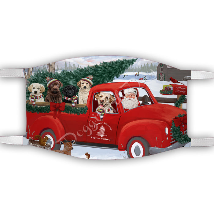 Christmas Santa Express Delivery Red Truck Labrador Dogs Face Mask FM48452