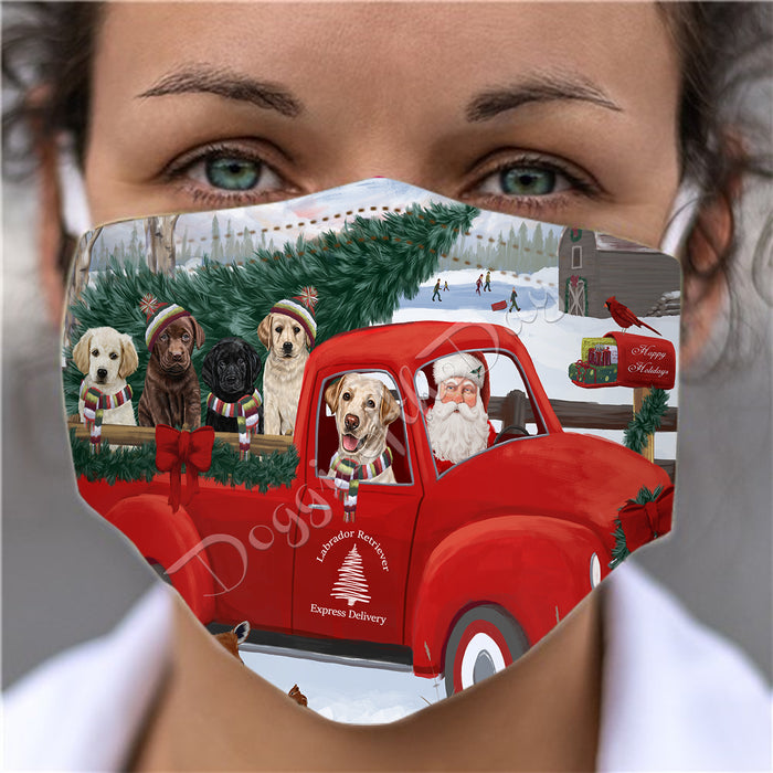 Christmas Santa Express Delivery Red Truck Labrador Dogs Face Mask FM48452