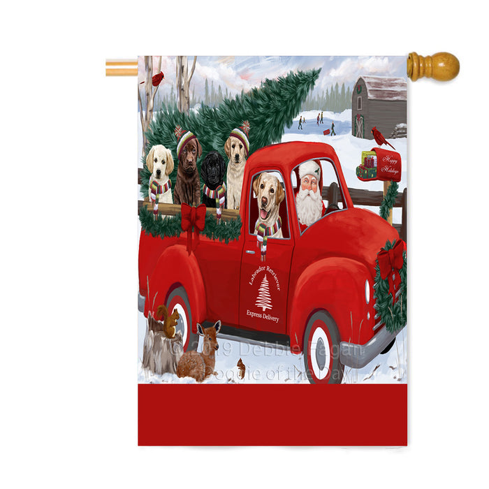 Personalized Christmas Santa Red Truck Express Delivery Labrador Dogs Custom House Flag FLG-DOTD-A57718