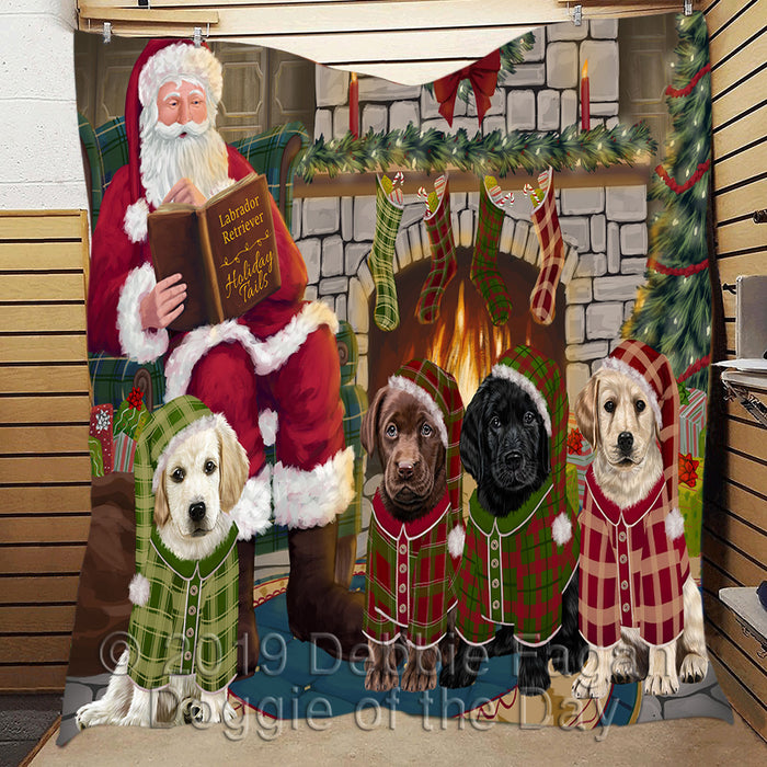 Christmas Cozy Holiday Fire Tails Labrador Dogs Quilt