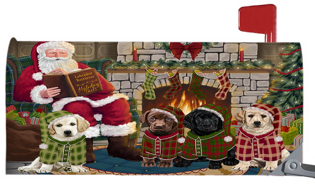 Christmas Cozy Holiday Fire Tails Labrador Dogs 6.5 x 19 Inches Magnetic Mailbox Cover Post Box Cover Wraps Garden Yard Décor MBC48913