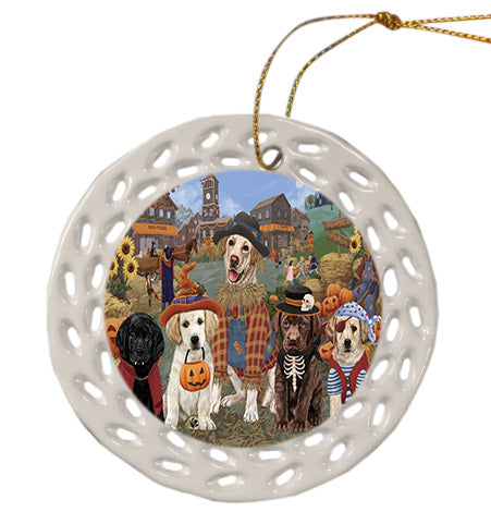 Halloween 'Round Town Labradors Dogs Ceramic Doily Ornament DPOR57507