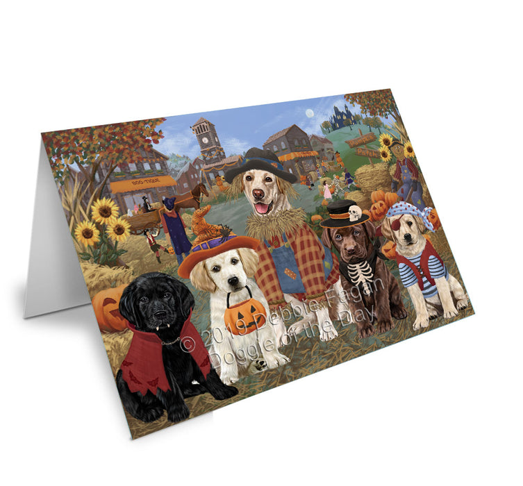 Halloween 'Round Town Labradors Dogs Handmade Artwork Assorted Pets Greeting Cards and Note Cards with Envelopes for All Occasions and Holiday Seasons GCD77867