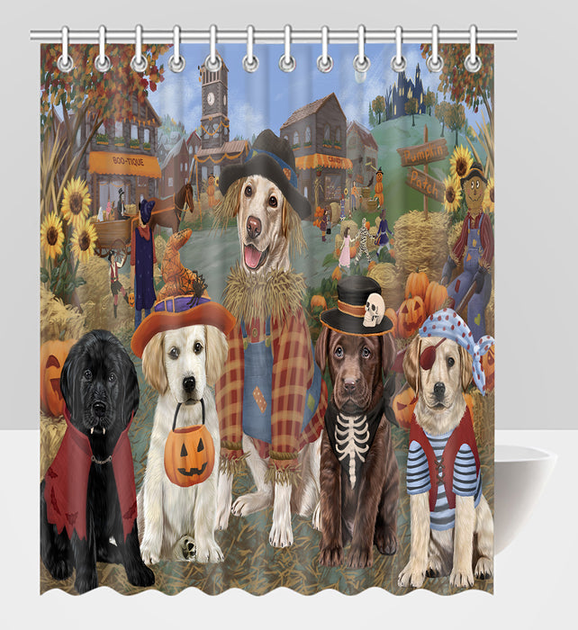 Halloween 'Round Town Labrador Dogs Shower Curtain