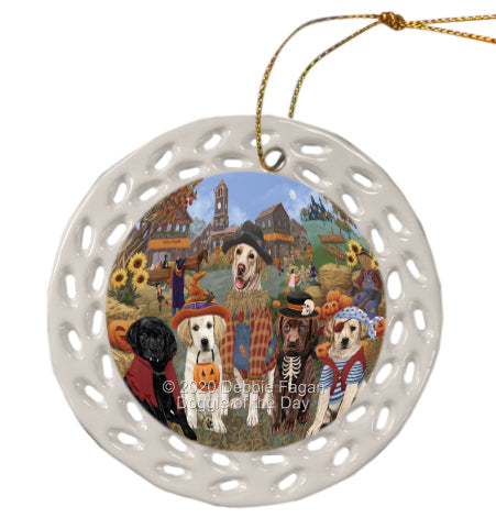 Halloween 'Round Town Labradors Dogs Doily Ornament DPOR58044
