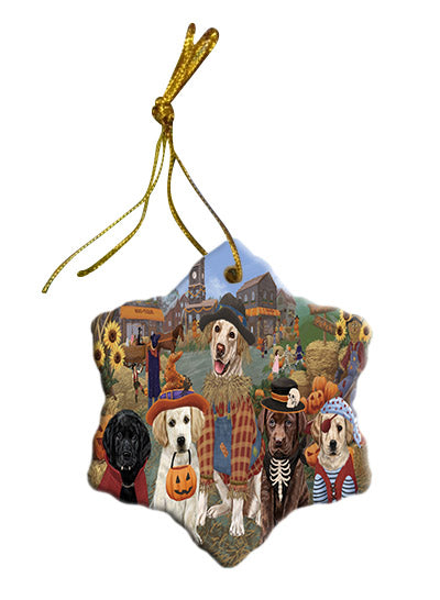 Halloween 'Round Town Labradors Dogs Star Porcelain Ornament SPOR57507