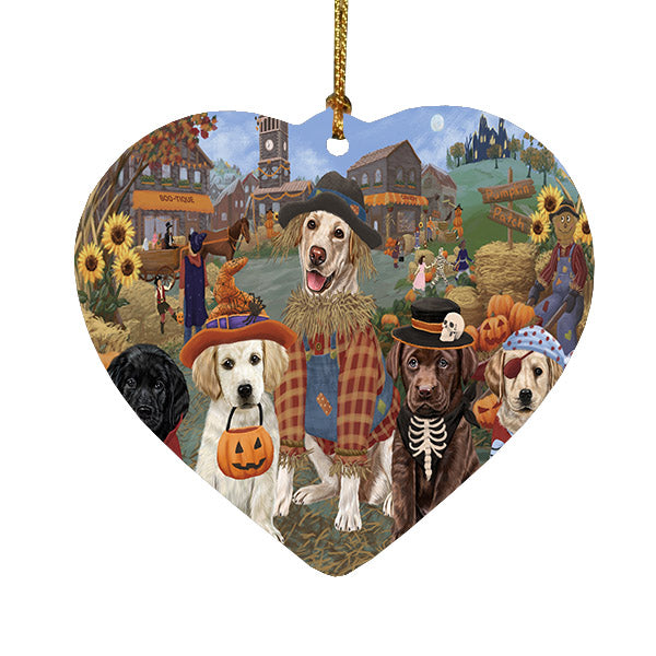 Halloween 'Round Town Labradors Dogs Heart Christmas Ornament HPOR57507