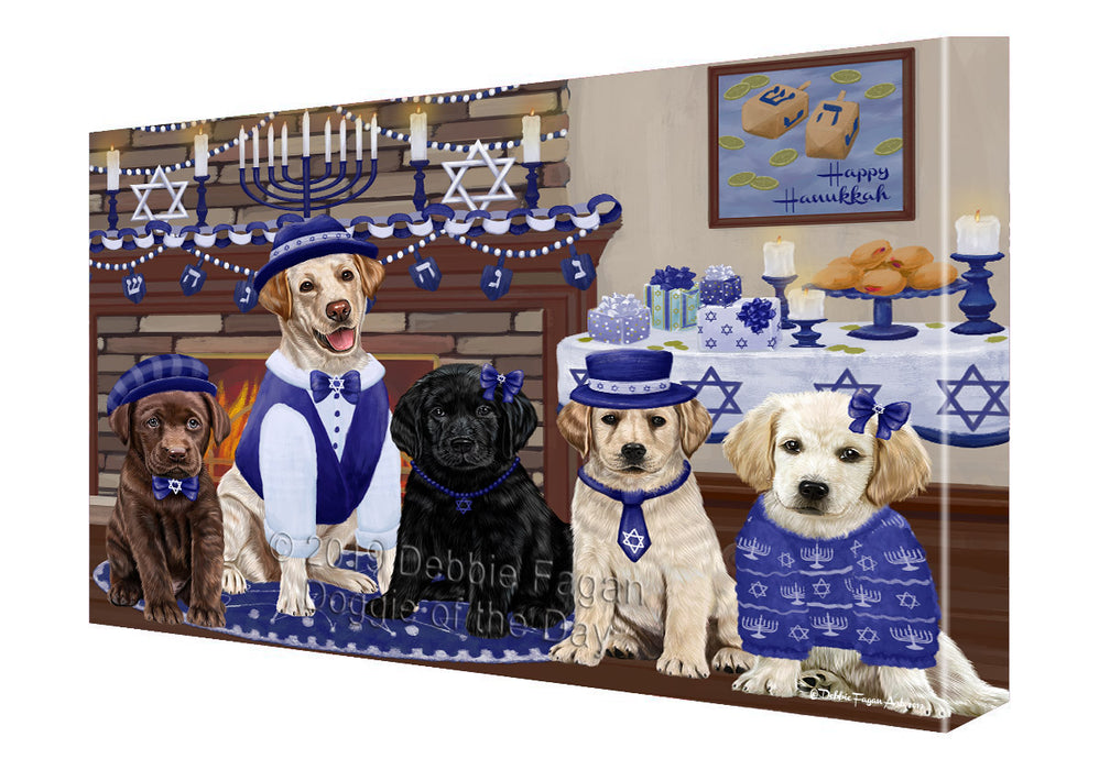 Happy Hanukkah Family and Happy Hanukkah Both Labradors Dogs Canvas Print Wall Art Décor CVS141254