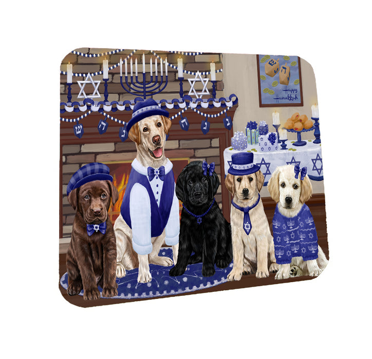 Happy Hanukkah Family Labradors Dogs Coasters Set of 4 CSTA57585