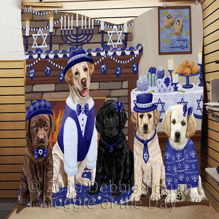Happy Hanukkah Family and Happy Hanukkah Both Labrador Dogs Quilt
