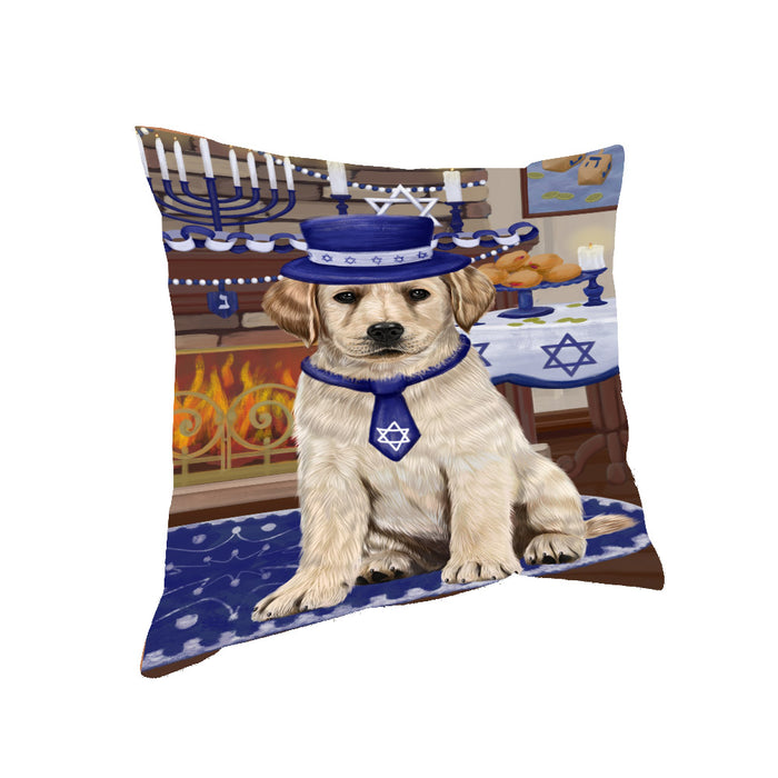 Happy Hanukkah Family and Happy Hanukkah Both Labradors Dog Pillow PIL83140