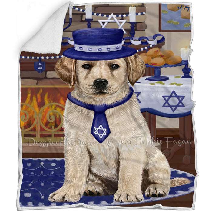 Happy Hanukkah Family and Happy Hanukkah Both Labradors Dog Blanket BLNKT140123