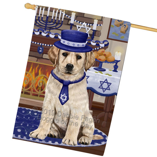 Happy Hanukkah Family and Happy Hanukkah Both Labradors Dog House Flag FLG65785