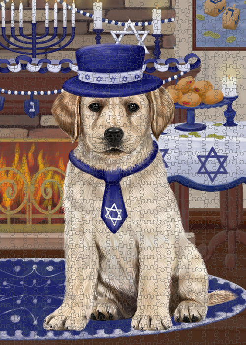 Happy Hanukkah Family and Happy Hanukkah Both Labradors Dog Puzzle with Photo Tin PUZL97048