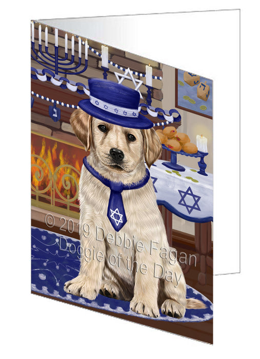 Happy Hanukkah Labradors Dog Handmade Artwork Assorted Pets Greeting Cards and Note Cards with Envelopes for All Occasions and Holiday Seasons GCD78401