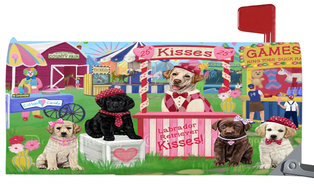 Carnival Kissing Booth Labrador Dogs Magnetic Mailbox Cover Both Sides Pet Theme Printed Decorative Letter Box Wrap Case Postbox Thick Magnetic Vinyl Material