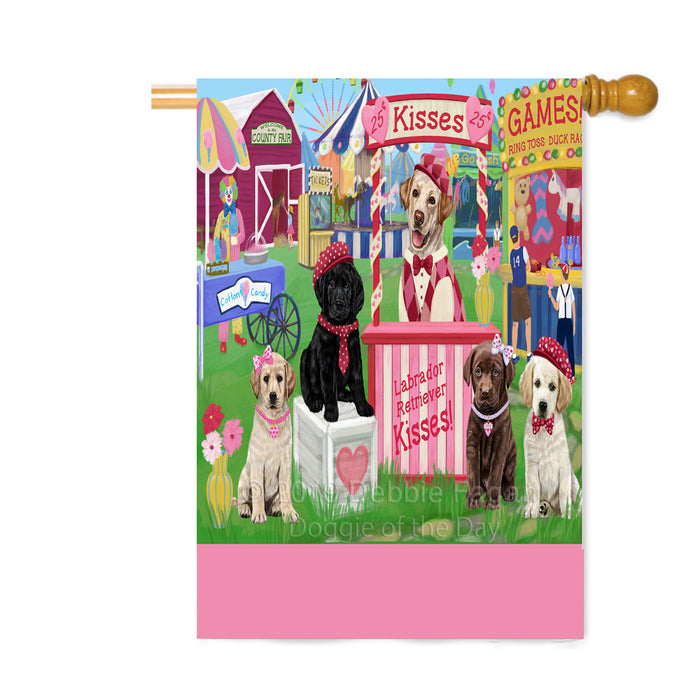 Personalized Carnival Kissing Booth Labradors Dogs Custom House Flag FLG63617