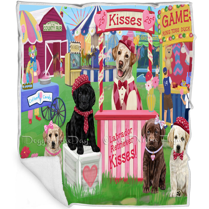 Carnival Kissing Booth Labrador Retrievers Dog Blanket BLNKT122556