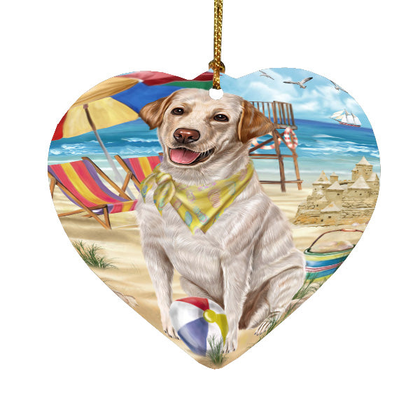 Pet Friendly Beach Labradors Dog  Heart Christmas Ornament HPORA58916