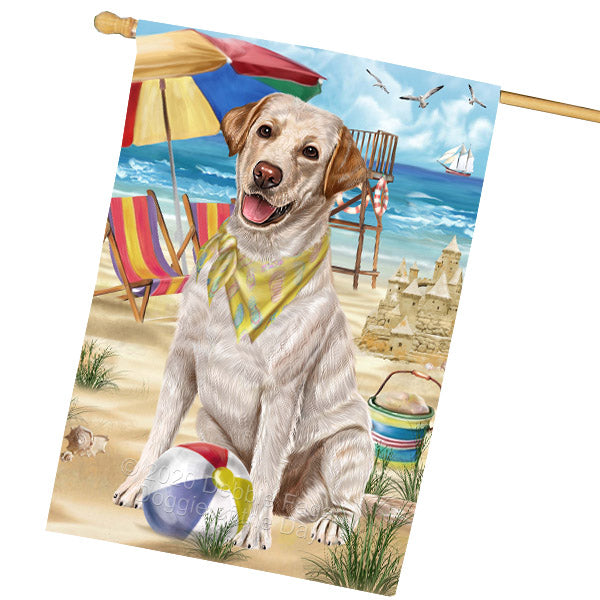 Pet Friendly Beach Labradors Dog House Flag Outdoor Decorative Double Sided Pet Portrait Weather Resistant Premium Quality Animal Printed Home Decorative Flags 100% Polyester FLG68925