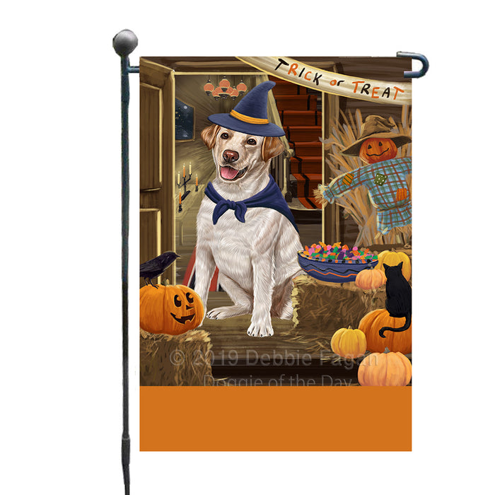 Personalized Enter at Own Risk Trick or Treat Halloween Labrador Dog Custom Garden Flags GFLG-DOTD-A59624