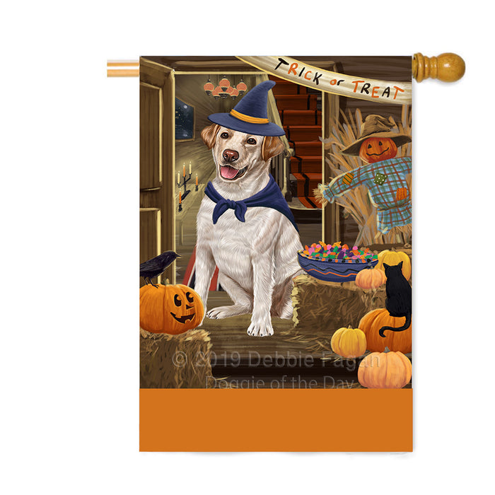 Personalized Enter at Own Risk Trick or Treat Halloween Labrador Dog Custom House Flag FLG-DOTD-A59680