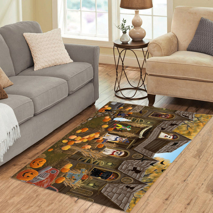 Haunted House Halloween Trick or Treat Labrador Dogs Area Rug