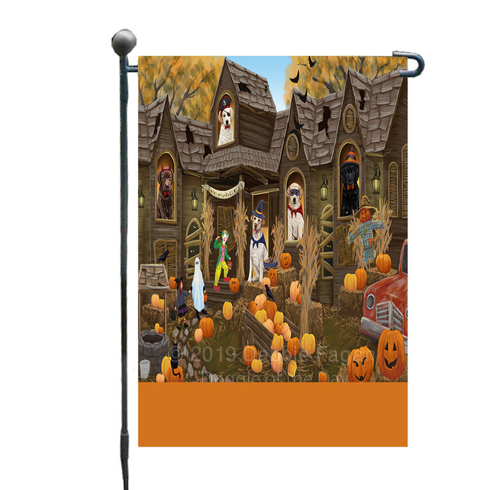 Personalized Haunted House Trick or Treat Halloween Labrador Dogs Custom Garden Flags GFLG-DOTD-A59625