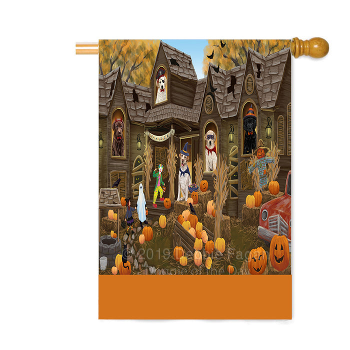 Personalized Haunted House Trick or Treat Halloween Labrador Dogs Custom House Flag FLG-DOTD-A59681