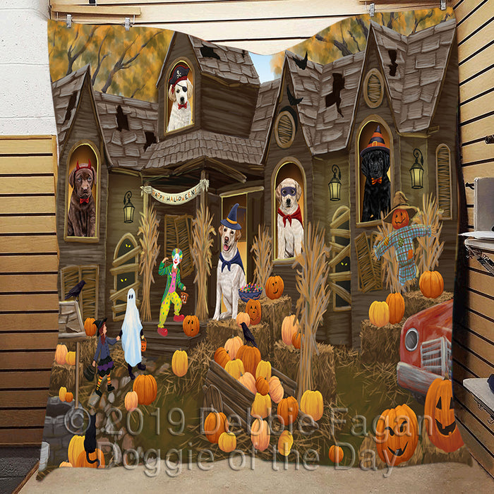 Haunted House Halloween Trick or Treat Labrador Dogs Quilt