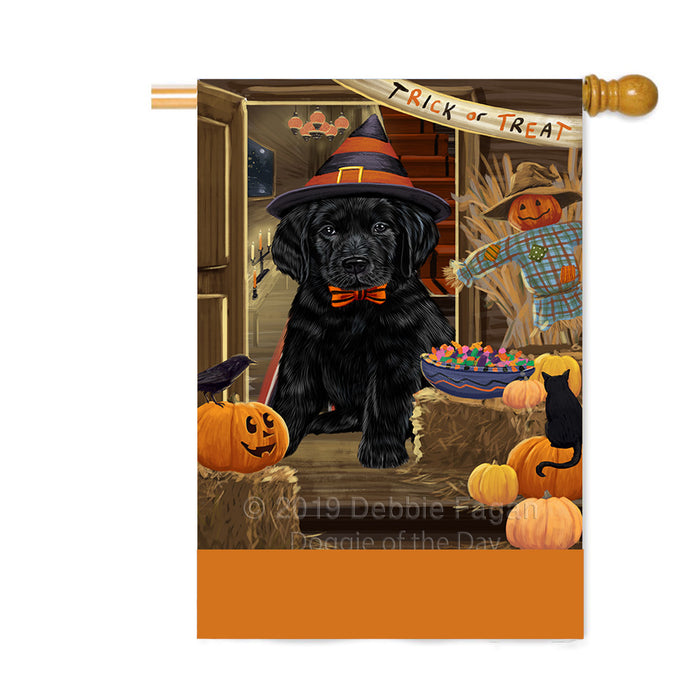 Personalized Enter at Own Risk Trick or Treat Halloween Labrador Dog Custom House Flag FLG-DOTD-A59685