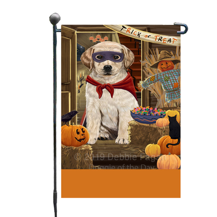Personalized Enter at Own Risk Trick or Treat Halloween Labrador Dog Custom Garden Flags GFLG-DOTD-A59626