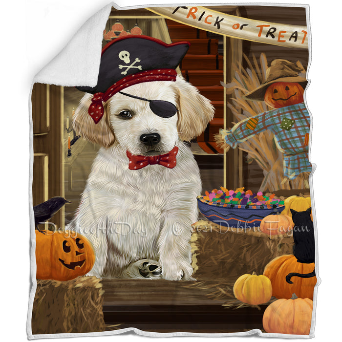 Enter at Own Risk Trick or Treat Halloween Labrador Retriever Dog Blanket BLNKT95925