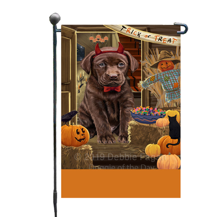 Personalized Enter at Own Risk Trick or Treat Halloween Labrador Dog Custom Garden Flags GFLG-DOTD-A59628