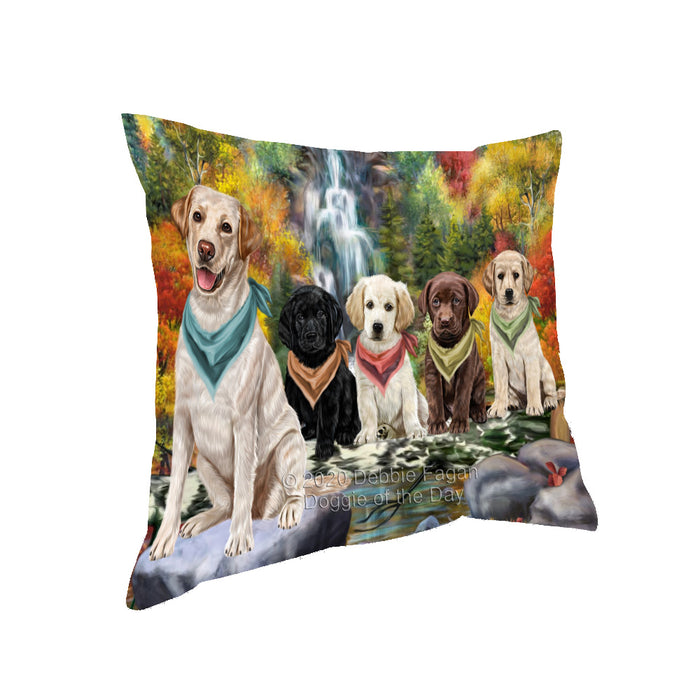 Scenic Waterfall Labrador Dogs Pillow with Top Quality High-Resolution Images - Ultra Soft Pet Pillows for Sleeping - Reversible & Comfort - Ideal Gift for Dog Lover - Cushion for Sofa Couch Bed - 100% Polyester