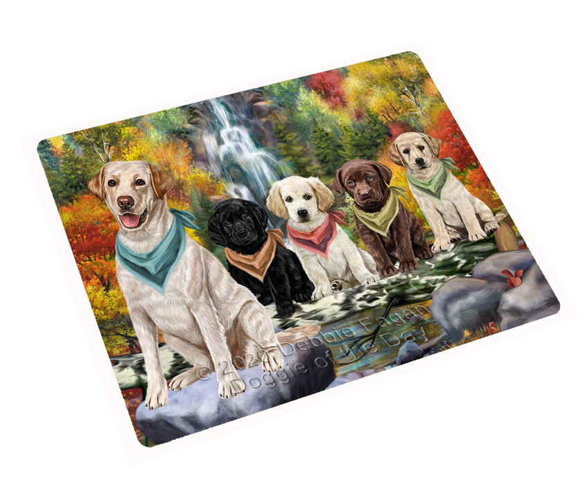 Scenic Waterfall Labrador Dogs Cutting Board - For Kitchen - Scratch & Stain Resistant - Designed To Stay In Place - Easy To Clean By Hand - Perfect for Chopping Meats, Vegetables