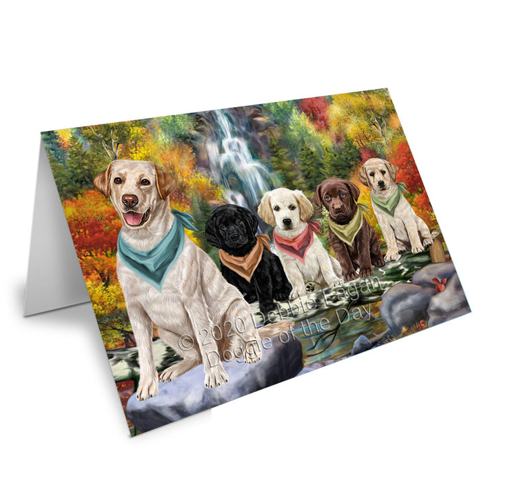 Scenic Waterfall Labrador Dogs Handmade Artwork Assorted Pets Greeting Cards and Note Cards with Envelopes for All Occasions and Holiday Seasons