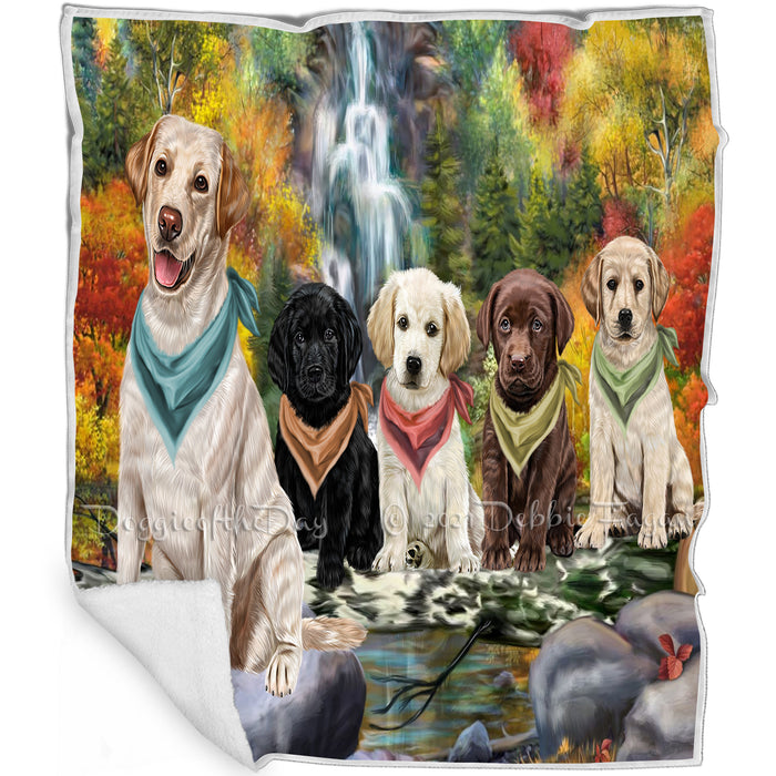 Scenic Waterfall Labrador Retriever Dogs Blanket BLNKT142570
