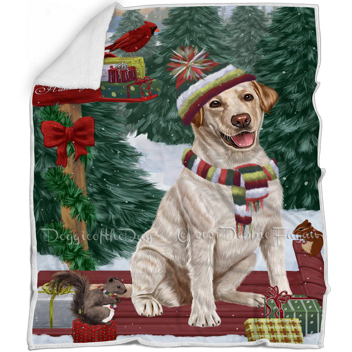 Merry Christmas Woodland Sled Labrador Retriever Dog Blanket BLNKT114051