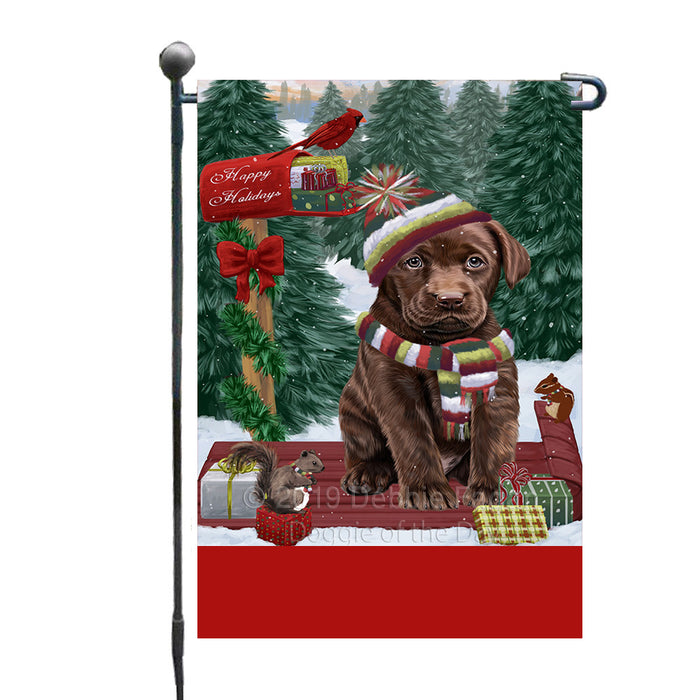 Personalized Merry Christmas Woodland Sled  Labradors Dog Custom Garden Flags GFLG-DOTD-A61616