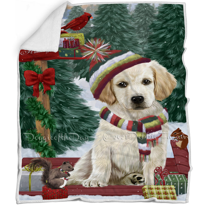 Merry Christmas Woodland Sled Labrador Retriever Dog Blanket BLNKT114069