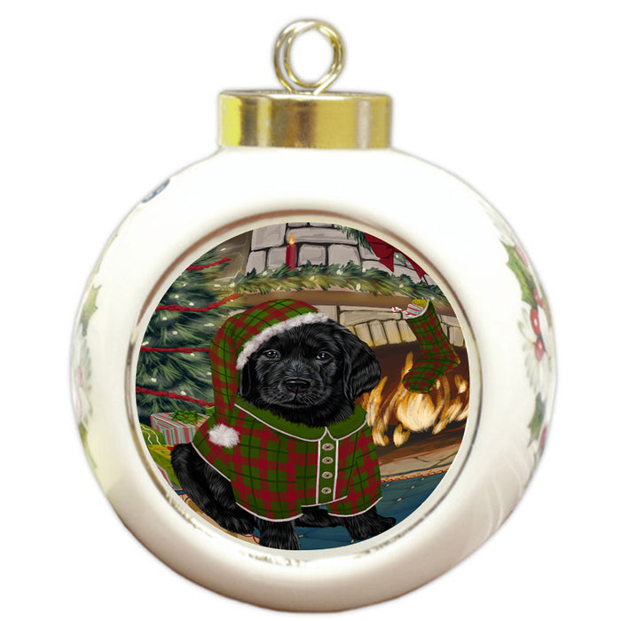 The Stocking was Hung Labrador Dog Round Ball Christmas Ornament RBPOR55705