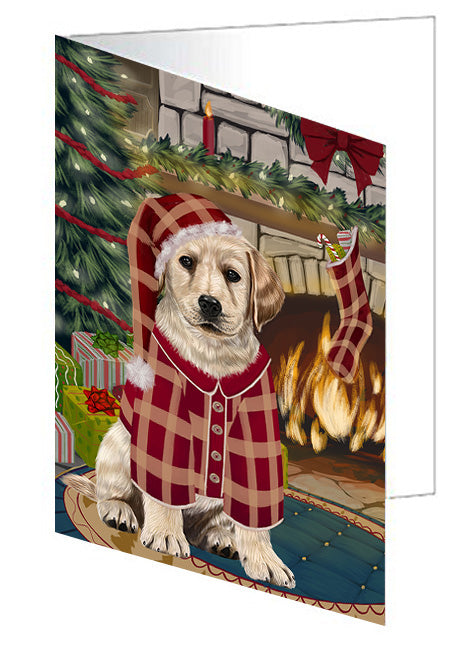 The Stocking was Hung American Eskimo Dog Handmade Artwork Assorted Pets Greeting Cards and Note Cards with Envelopes for All Occasions and Holiday Seasons GCD69998