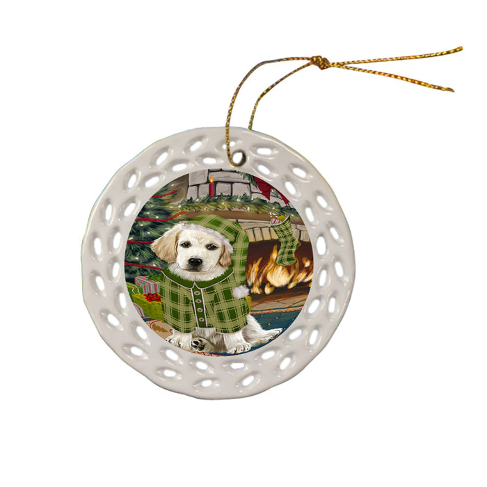 The Stocking was Hung Labrador Dog Ceramic Doily Ornament DPOR55707